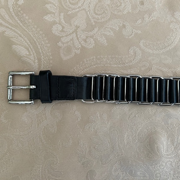 Ralph Lauren Leather and Chain Belt, Black/Silver - Picture 6 of 8